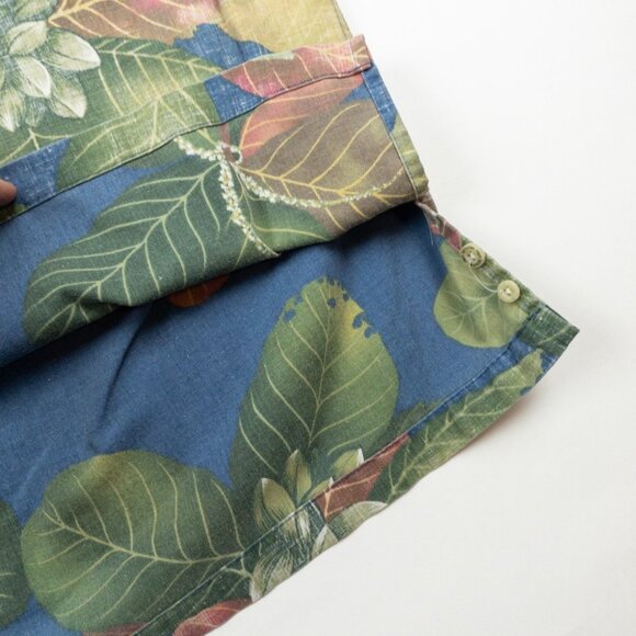 Reyn Spooner Popover Shirt Men's Large Hawaiian Tropical Floral Blue Green - Picture 7 of 14
